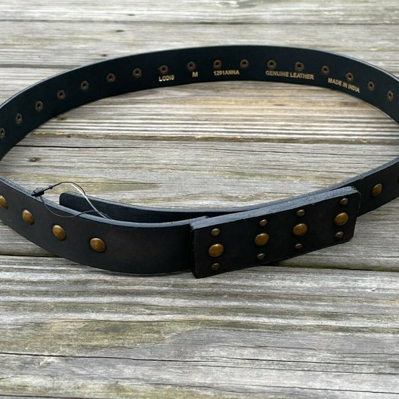 LODIS Belt Women Waistband Black Genuine Leather studded copper 1291ANNA size M - Picture 9 of 12